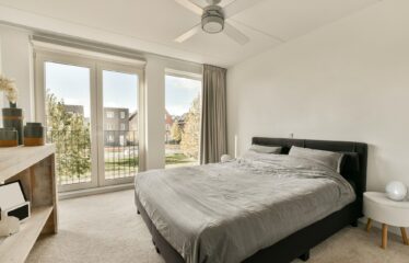 Bedroom with a double bed in a modern house