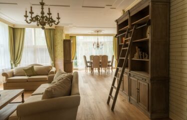 cozy living room with luxury furniture in country house